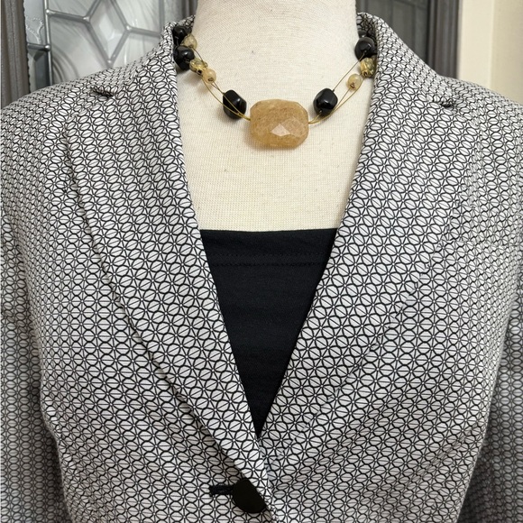 NWT Calvin Black White Patterned Double Button Notch Suit Blazer Jacket  Size 14 - Picture 3 of 8